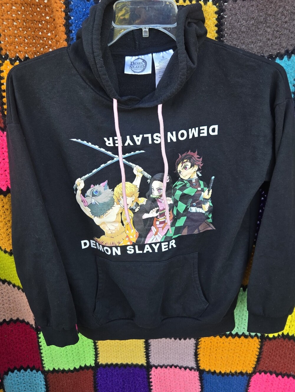 Demon Slayer Anime Graphic Hoodie Black Size Small Tanjiro Nezuko